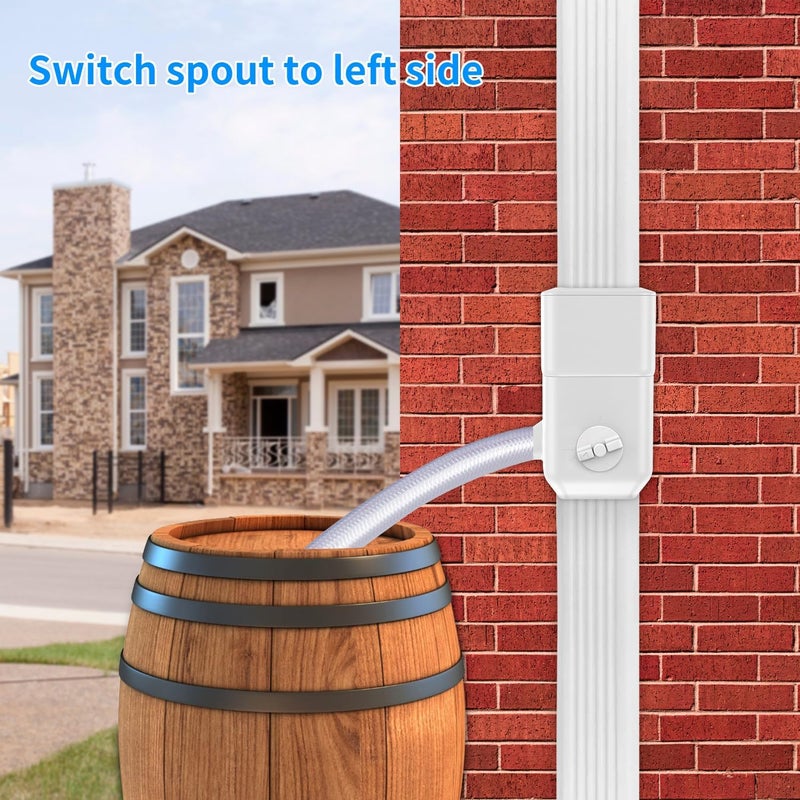 Prestantious Gutter Downspout Diverter Fits for 3”x 4”Oversize Downspout and 2”x3”Downspout, Rainwater Collection System with Adjustable Valve to Divert Water into Rain Barrel, White - Image 4